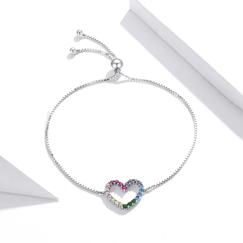 (image for) Pandora Style Silver Bracelet Love of Rainbow - SCB216 - View 3