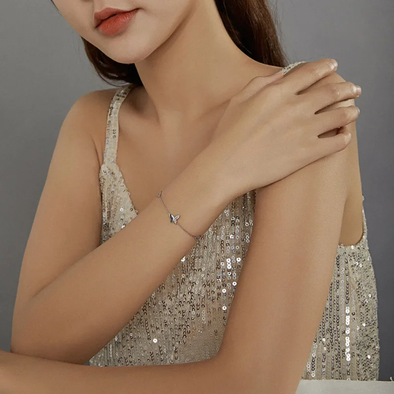 (image for) Pandora Style Silver Bracelet Surrounded Butterflies - SCB197 - View 6