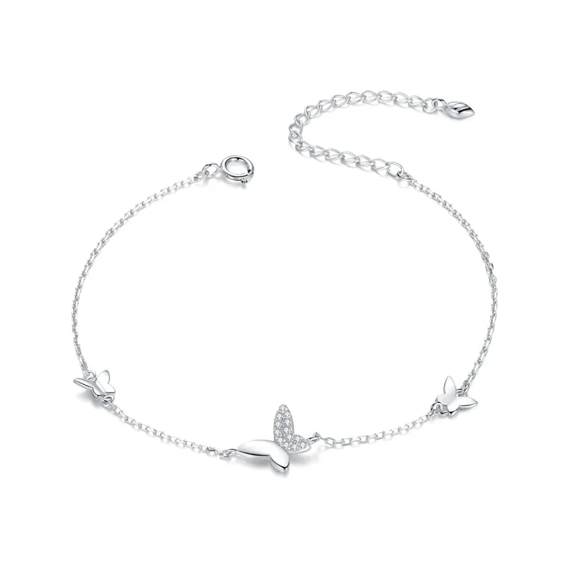 (image for) Pandora Style Silver Bracelet Surrounded Butterflies - SCB197 - Product Image