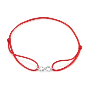 (image for) Red Cord with Silver Infinite Love Clasp Bracelet - PANDORA Style - SCB176
