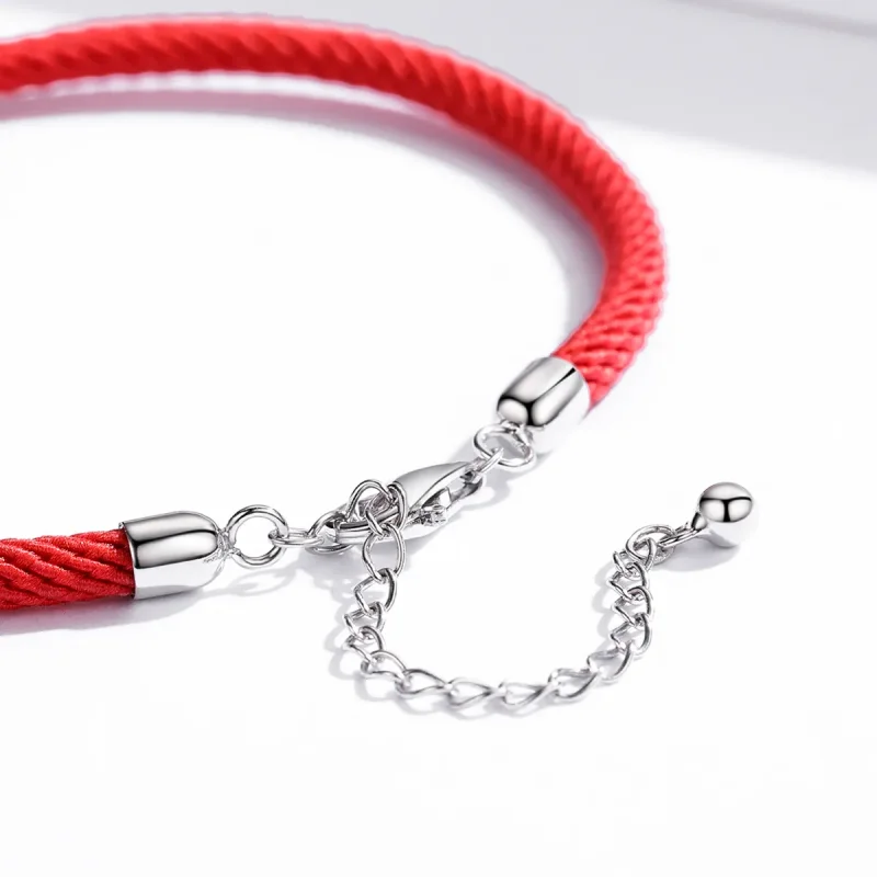 (image for) Red Rope Fabric Bracelet - PANDORA Style - SCB166 - View 4