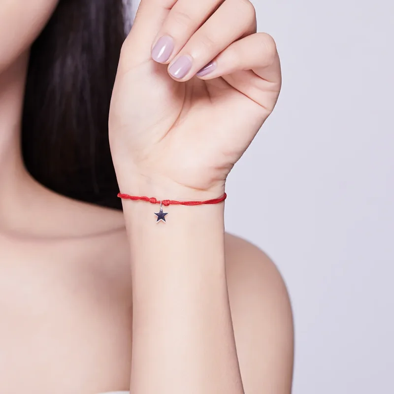 (image for) Red Rope with Silver Lucky Carp Bracelet - PANDORA Style - SCB145 - View 5