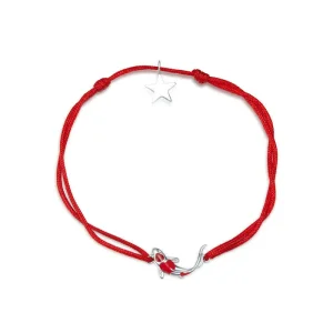 (image for) Red Rope with Silver Lucky Carp Bracelet - PANDORA Style - SCB145