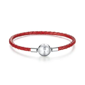 (image for) Red Pandora Style Leather Bracelet - BSB042