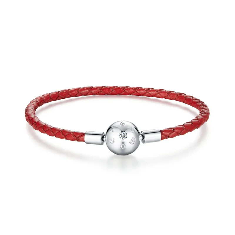 (image for) Red Pandora Style Leather Bracelet - BSB042 - Product Image