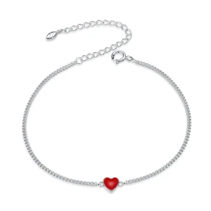 (image for) Red Pandora Style Silver Bracelet Heart - SCB182