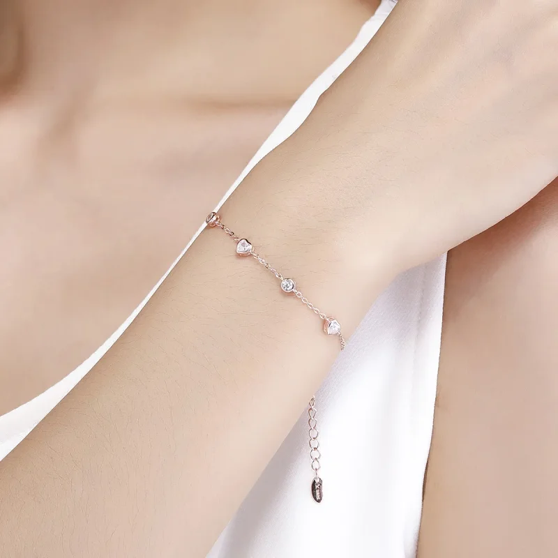 (image for) Rose Gold Beauty of Simplicity Five Clip Chain Slider Bracelet - PANDORA Style - - View 2