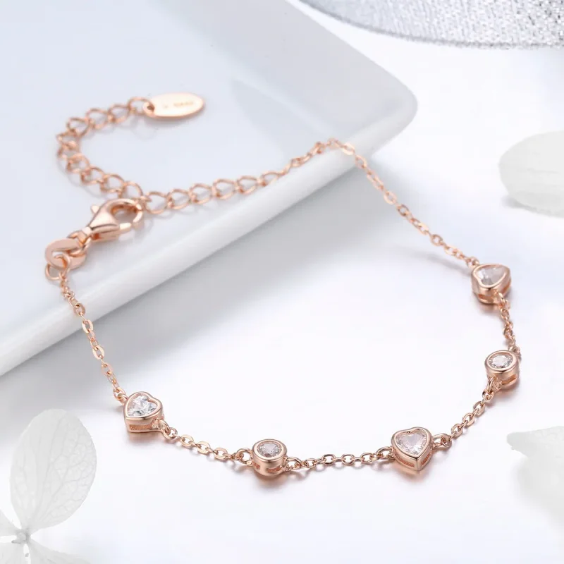 (image for) Rose Gold Beauty of Simplicity Five Clip Chain Slider Bracelet - PANDORA Style - - View 4