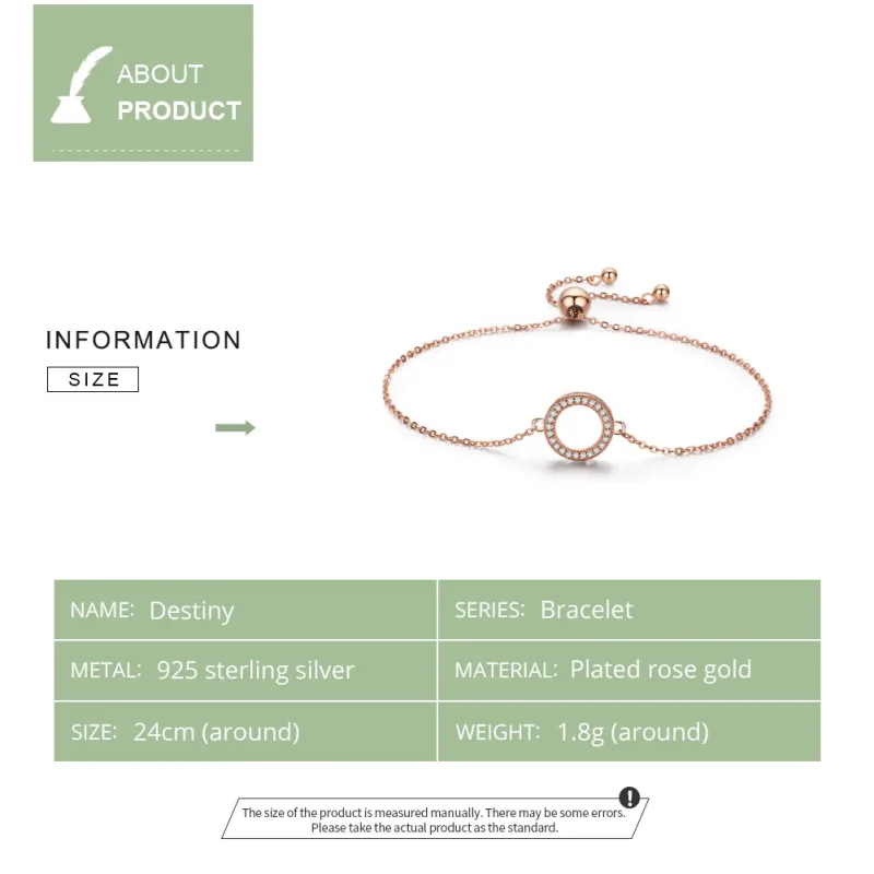(image for) Rose Gold Destiny Slider Bracelet - PANDORA Style - SCB030-C - View 5