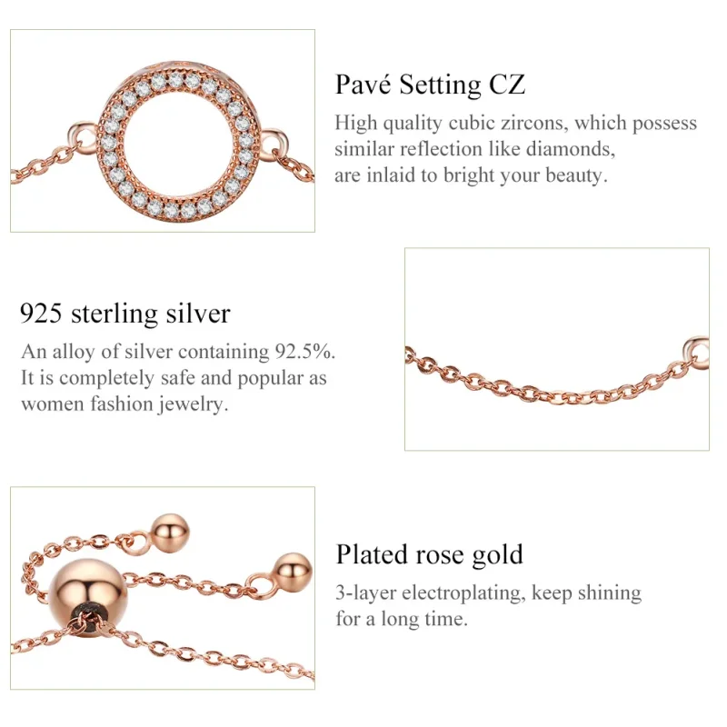 (image for) Rose Gold Destiny Slider Bracelet - PANDORA Style - SCB030-C - View 6