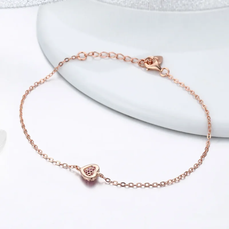 (image for) Rose Gold Elegant Heart Chain Bracelet - PANDORA Style - SCB050 - View 4