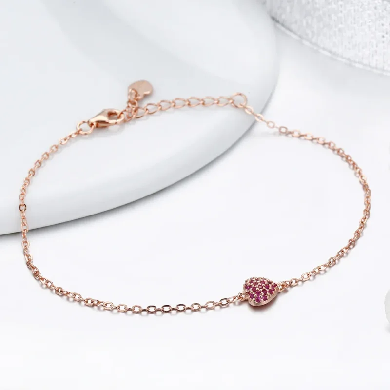 (image for) Rose Gold Elegant Heart Chain Bracelet - PANDORA Style - SCB050 - View 5