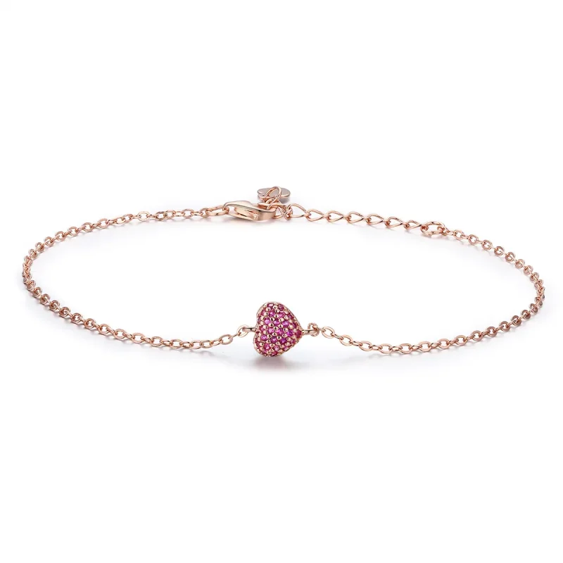(image for) Rose Gold Elegant Heart Chain Bracelet - PANDORA Style - SCB050 - Product Image