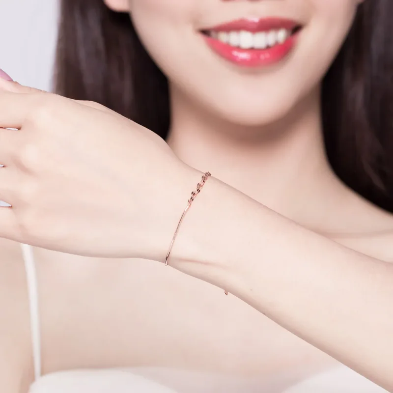 (image for) Rose Gold Simple Line Bracelet - PANDORA Style - SCB149 - View 2