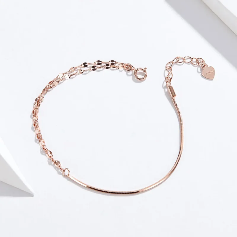 (image for) Rose Gold Simple Line Bracelet - PANDORA Style - SCB149 - View 3