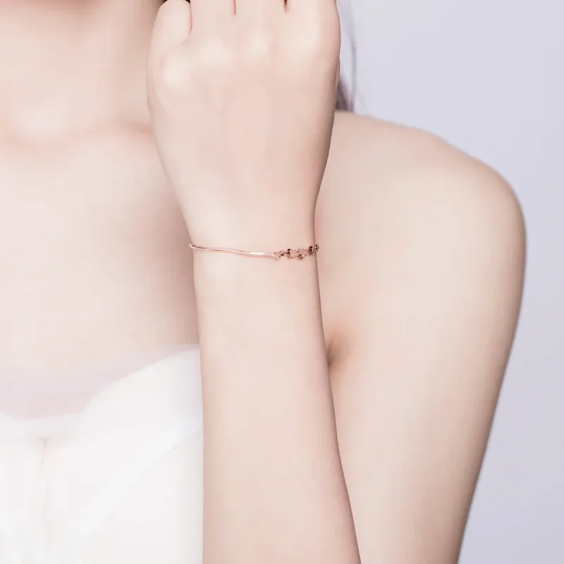 (image for) Rose Gold Simple Line Bracelet - PANDORA Style - SCB149 - View 6