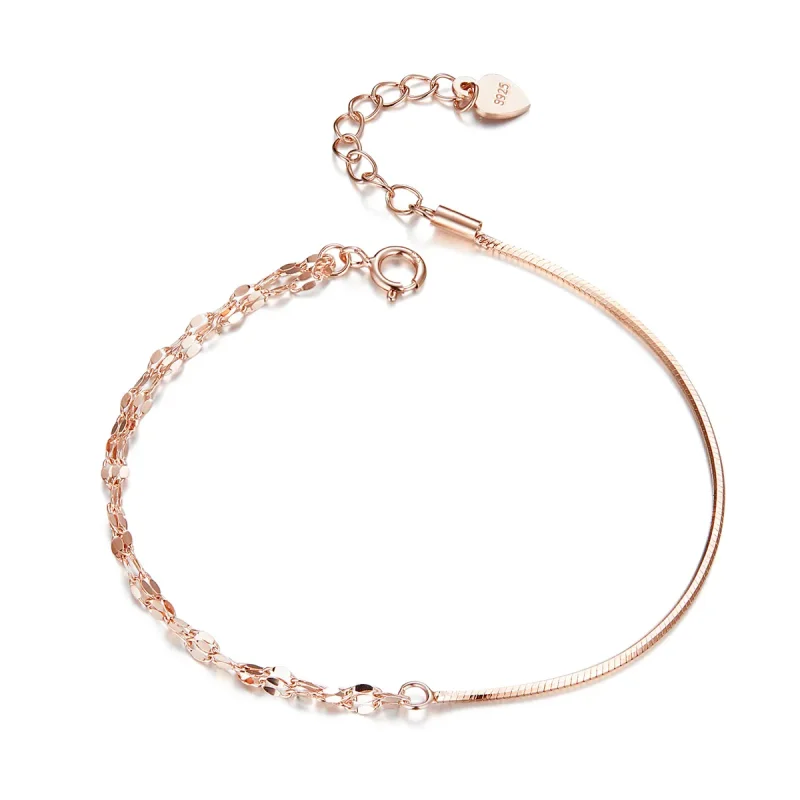 (image for) Rose Gold Simple Line Bracelet - PANDORA Style - SCB149 - Product Image