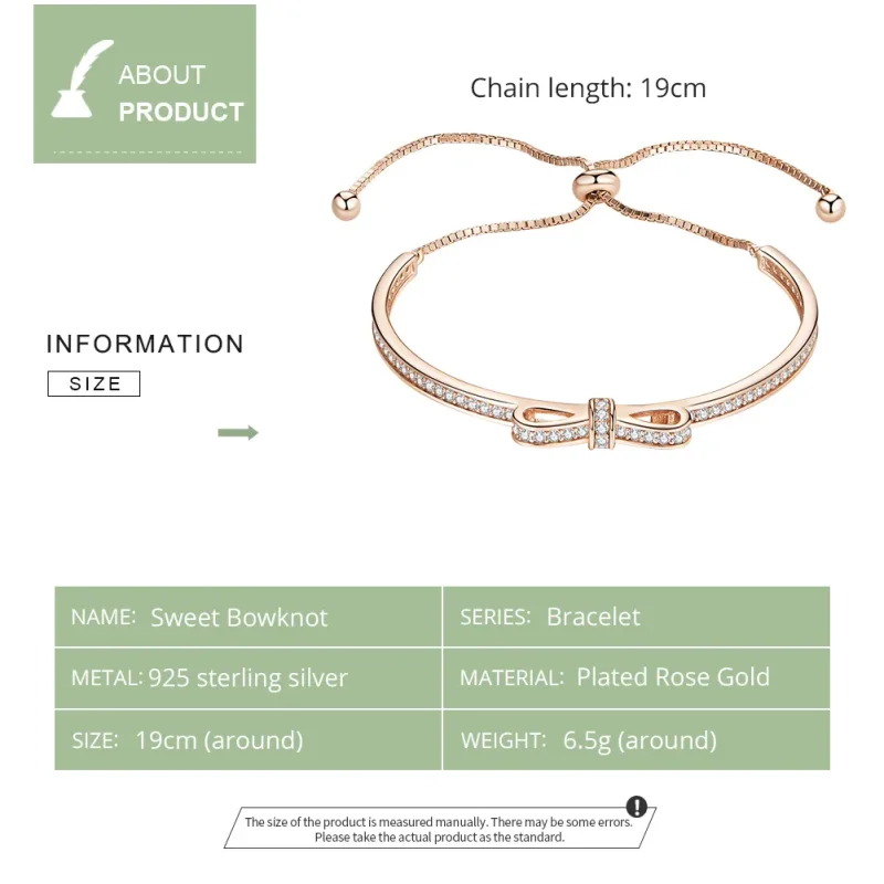 (image for) Rose Gold Sweet Bow Clasp Slider Bangle - PANDORA Style - SCB108-C - View 5