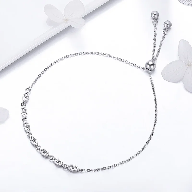 (image for) Silver Beauty of Simplicity Chain Slider Bracelet - PANDORA Style - SCB086 - View 3
