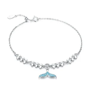 (image for) Silver Blue Fishtail Chain Slider Bracelet - PANDORA Style - SCB154