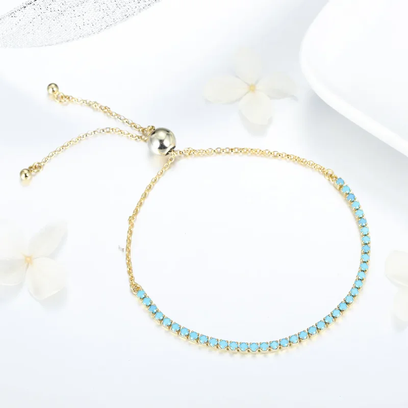 (image for) Silver Blue Sky Slider Tennis Bracelet - PANDORA Style - SCB118 - View 2