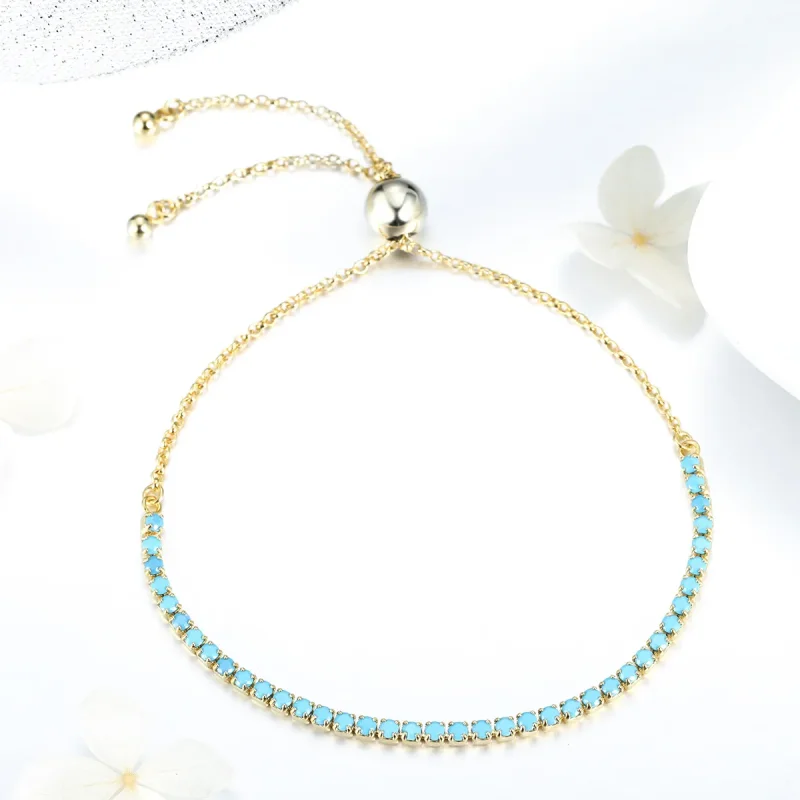 (image for) Silver Blue Sky Slider Tennis Bracelet - PANDORA Style - SCB118 - View 4