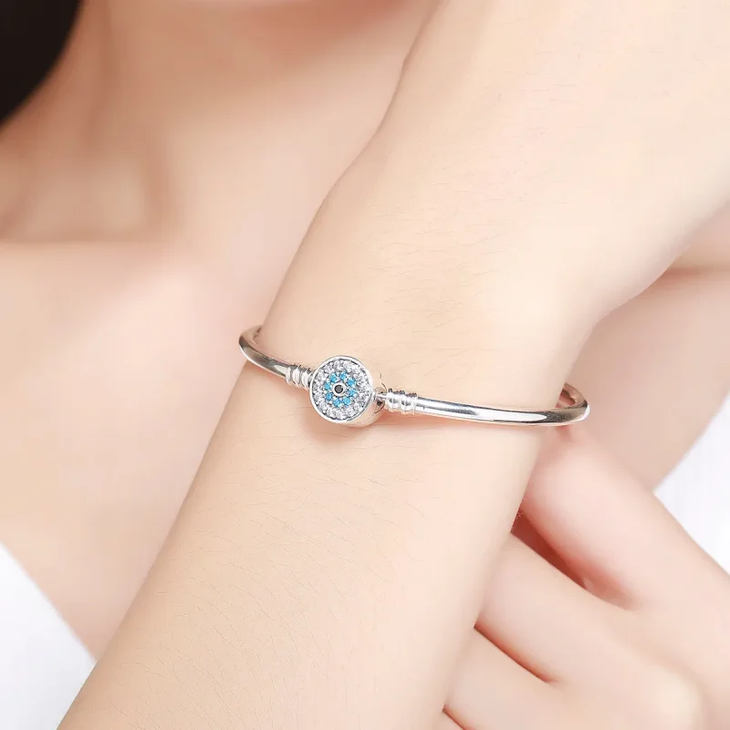 (image for) Silver Cubic Zirconia Guardian Eye Bangle - PANDORA Style - SCB012 - View 2