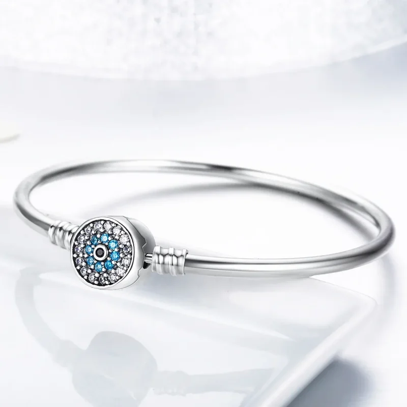 (image for) Silver Cubic Zirconia Guardian Eye Bangle - PANDORA Style - SCB012 - View 3
