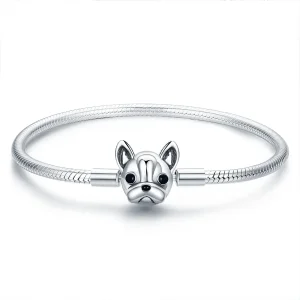 (image for) Silver Cute Bulldog Chain Bracelet - PANDORA Style - SCB075