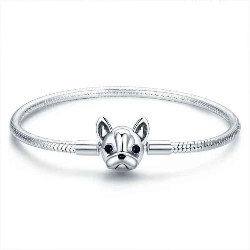(image for) Silver Cute Bulldog Chain Bracelet - PANDORA Style - SCB075 - Product Image