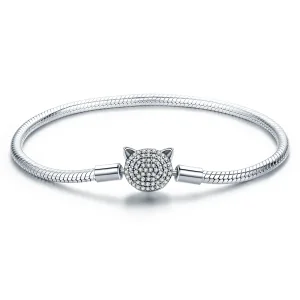 (image for) Silver Cute Cat Chain Bracelet - PANDORA Style - SCB053
