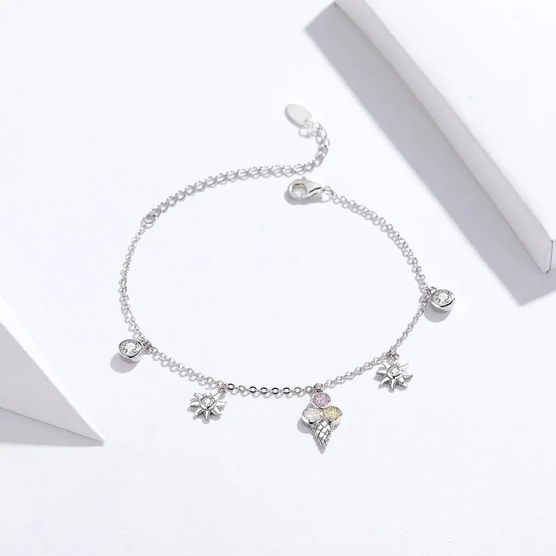 (image for) Silver Cute Ice Cream Chain Slider Bracelet - PANDORA Style - SCB139 - View 4