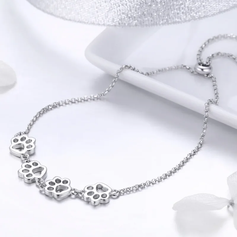 (image for) Silver Cute Pet Claw Marks Chain Slider Bracelet - PANDORA Style - SCB096 - View 3