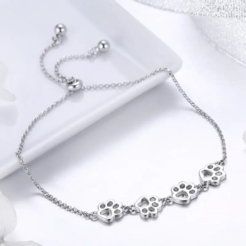 (image for) Silver Cute Pet Claw Marks Chain Slider Bracelet - PANDORA Style - SCB096 - View 4