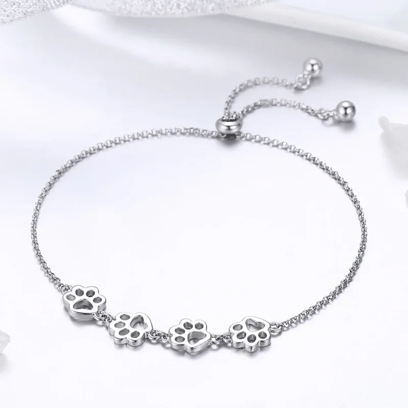 (image for) Silver Cute Pet Claw Marks Chain Slider Bracelet - PANDORA Style - SCB096 - View 6