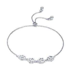 (image for) Silver Cute Pet Claw Marks Chain Slider Bracelet - PANDORA Style - SCB096