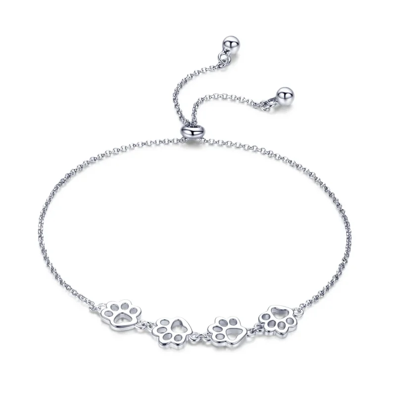(image for) Silver Cute Pet Claw Marks Chain Slider Bracelet - PANDORA Style - SCB096 - Product Image