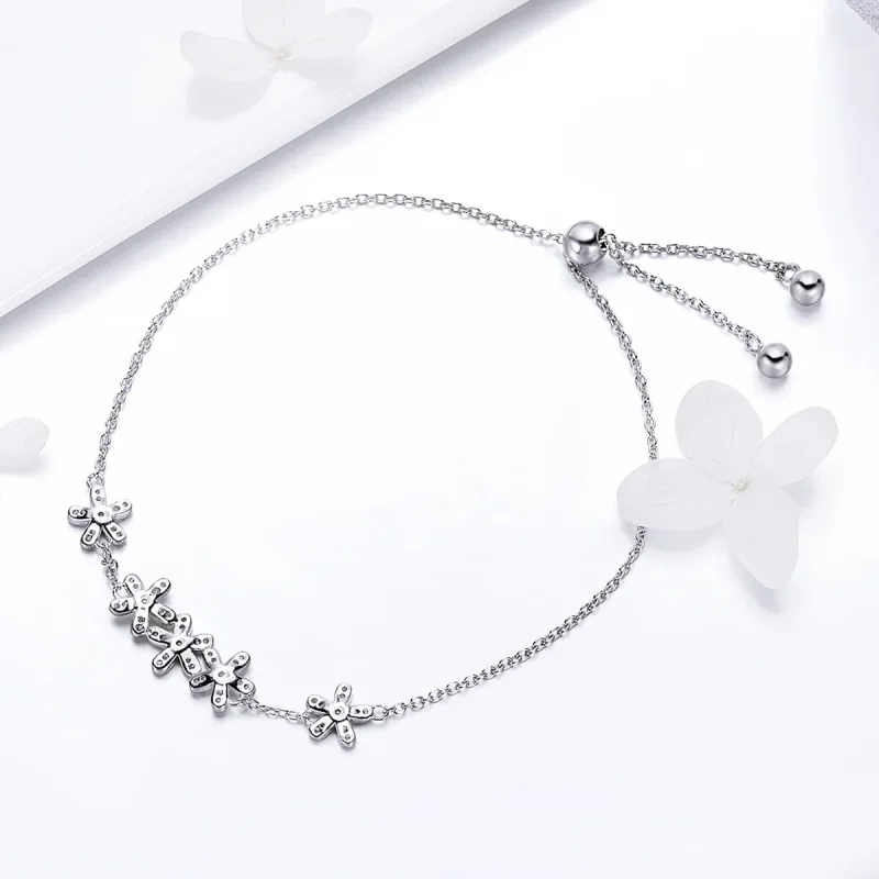 (image for) Silver Daisy Chain Slider Bracelet - PANDORA Style - SCB084 - View 3