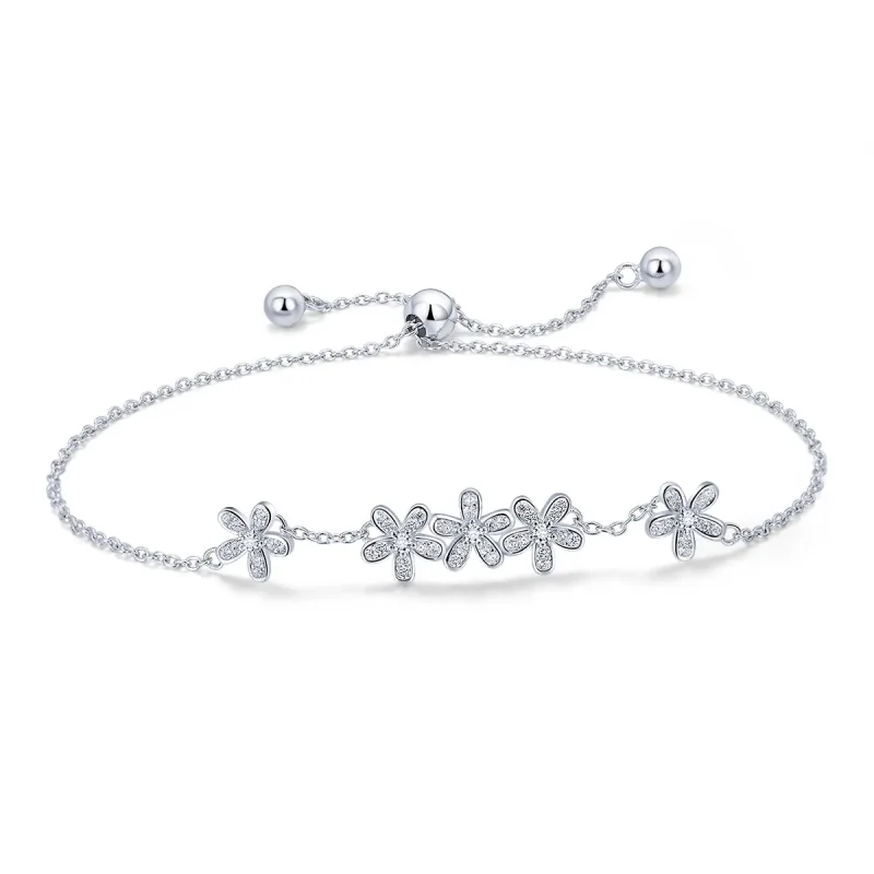 (image for) Silver Daisy Chain Slider Bracelet - PANDORA Style - SCB084 - Product Image