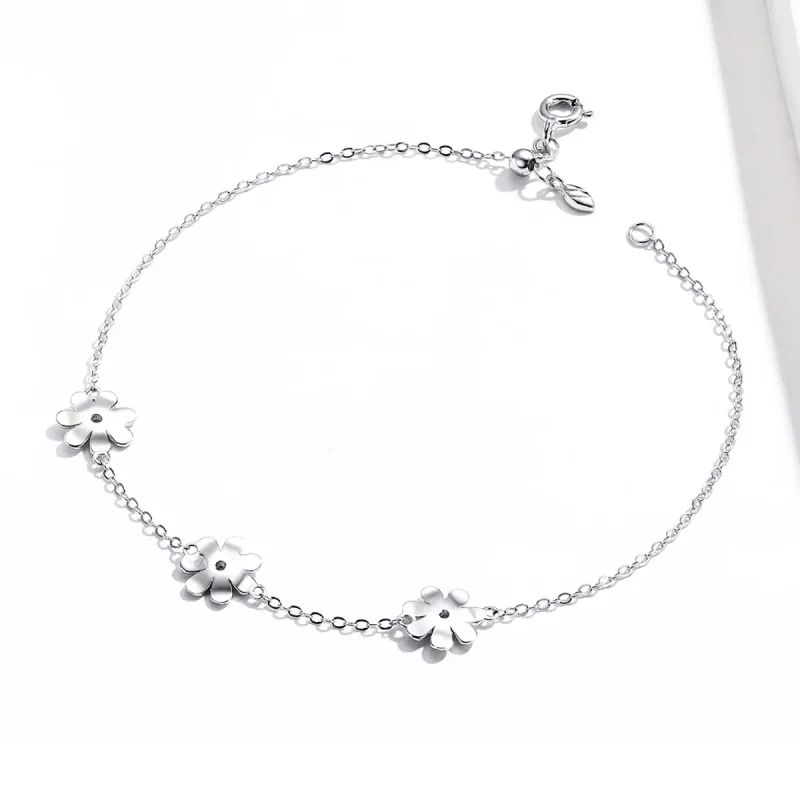 (image for) Silver Daisy Chain Slider Bracelet - PANDORA Style - SCB165 - View 3