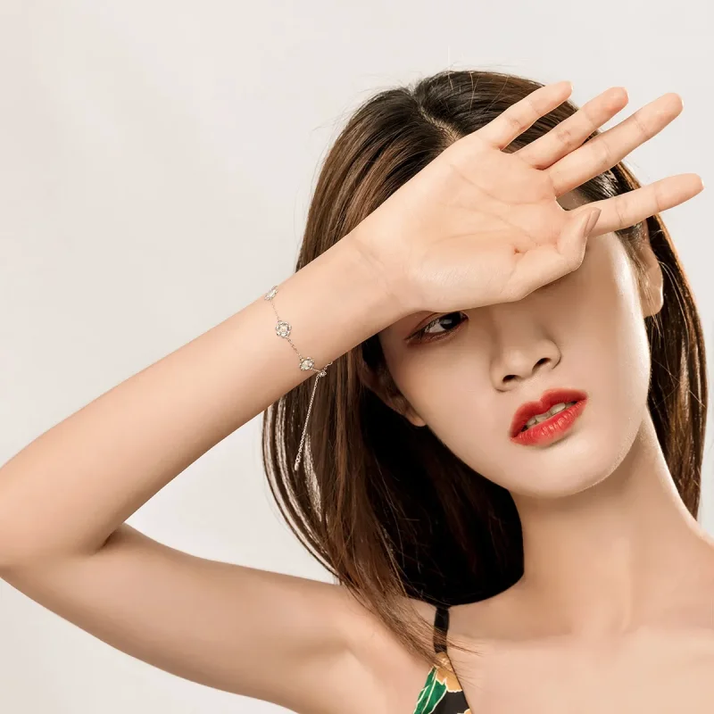 (image for) Silver Daisy Chain Slider Bracelet - PANDORA Style - SCB165 - View 5