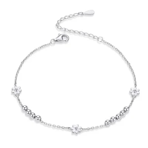 (image for) Silver Daisy Flower Chain Slider Bracelet - PANDORA Style - SCB146