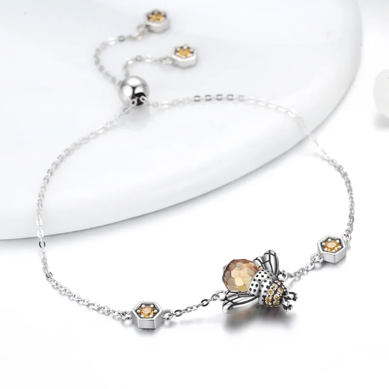 (image for) Silver Dancing Bee Slider Bracelet - PANDORA Style - SCB043 - View 5