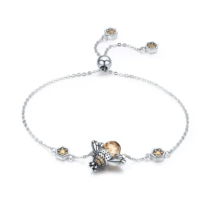 (image for) Silver Dancing Bee Slider Bracelet - PANDORA Style - SCB043