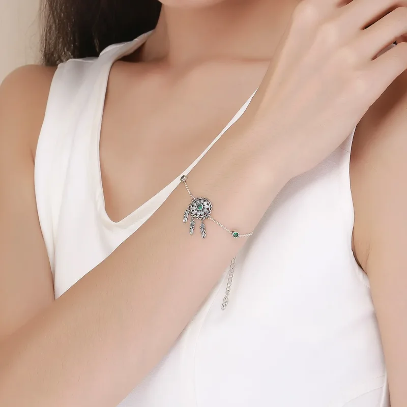 (image for) Silver Dreamcatcher Chain Slider Bracelet - PANDORA Style - SCB078 - View 2