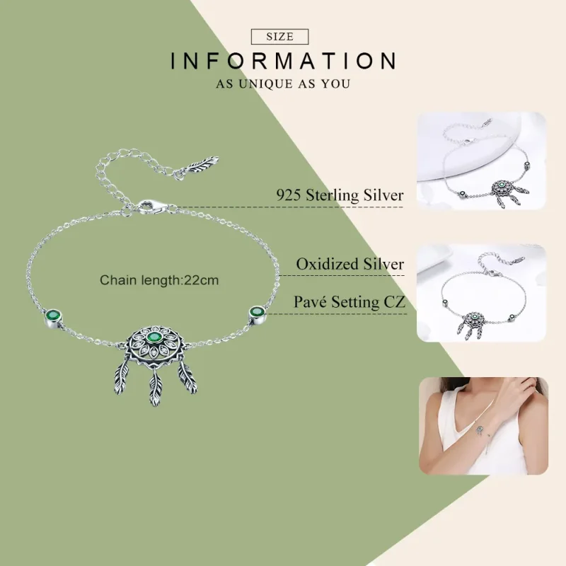 (image for) Silver Dreamcatcher Chain Slider Bracelet - PANDORA Style - SCB078 - View 4