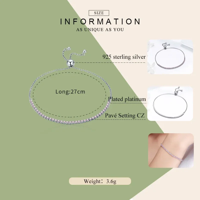 (image for) Silver Elegant Accompany Slider Tennis Bracelet - PANDORA Style - SCB045 - View 3