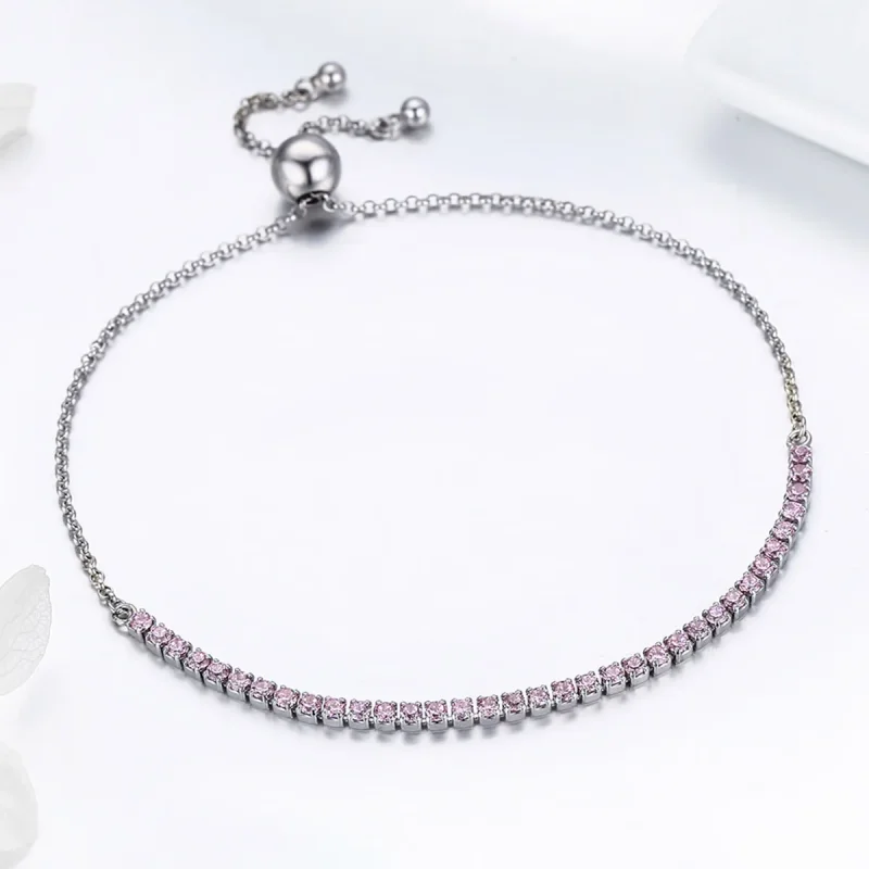 (image for) Silver Elegant Accompany Slider Tennis Bracelet - PANDORA Style - SCB045 - View 4