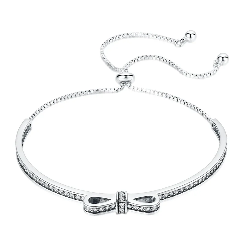 (image for) Silver Eternity Sweet Bow Slider Bangle - PANDORA Style - SCB108 - Product Image