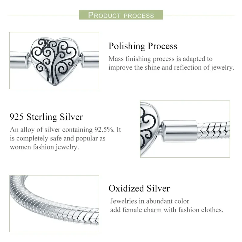(image for) Silver Family Tree Chain Bracelet - PANDORA Style - SCB066 - View 3